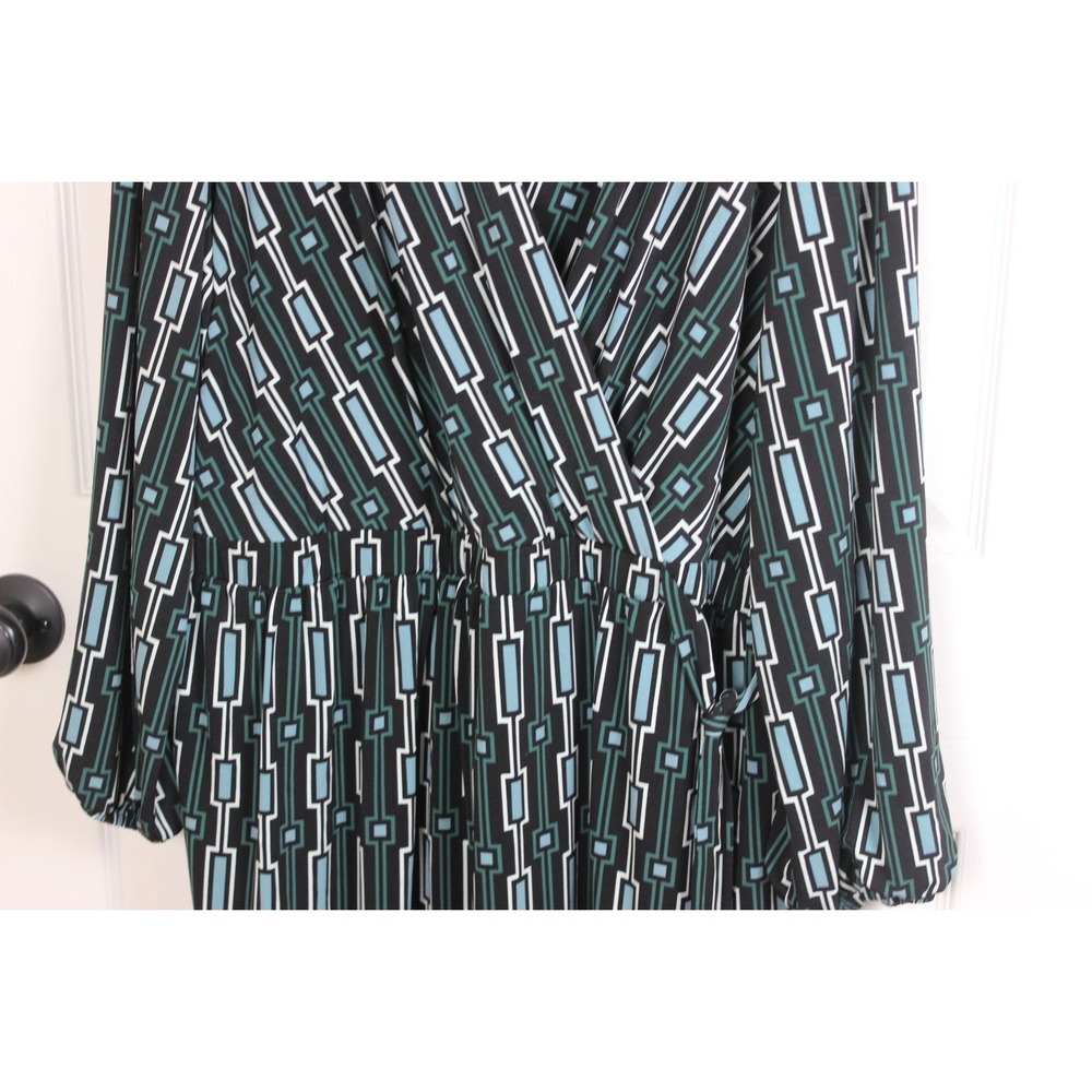 Lane Bryant Faux Wrap Midi Dress Geometric Print Long Sleeve Size 22 24 - Picture 2 of 9